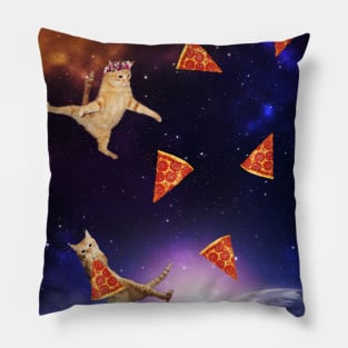 Flying cats and pizza in space Pillow