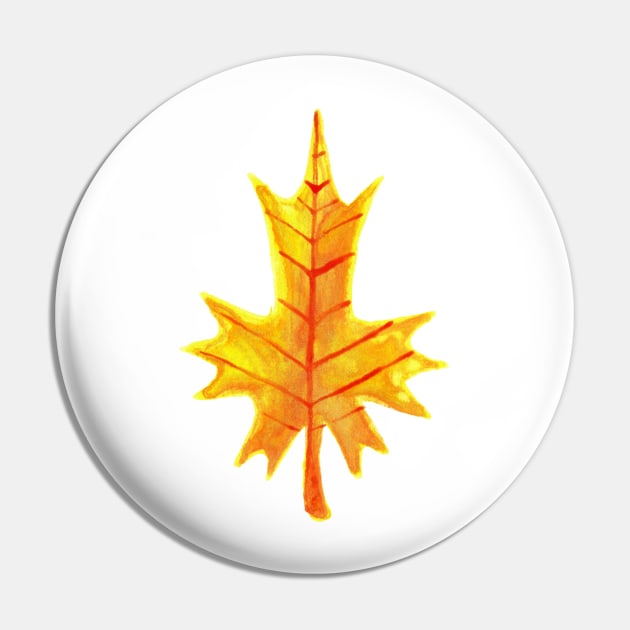 Golden Yellow Leaf Watercolor Pin by saradaboru