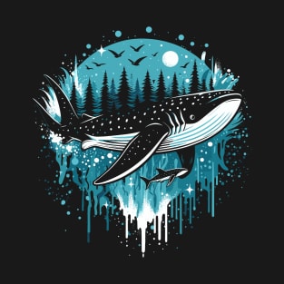 whale on forest t-shirt design T-Shirt