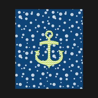 Lime Blue Chevron Nautical Anchor T-Shirt