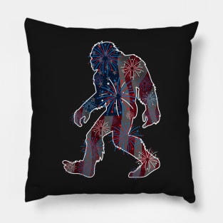 Bigfoot Flag 4th of July Firework Display Pillow