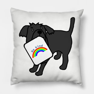 Cute Dog says Be Kind with Rainbow Pillow