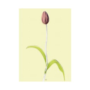 Delicate Tulip Bud with Leaves T-Shirt