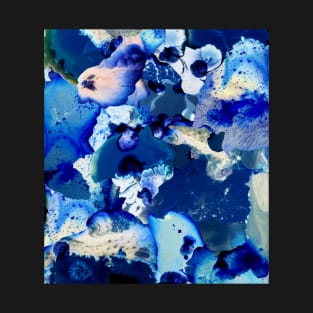 Deep blue  -  Night blue abstract landscape, abstract art, blue ink. T-Shirt