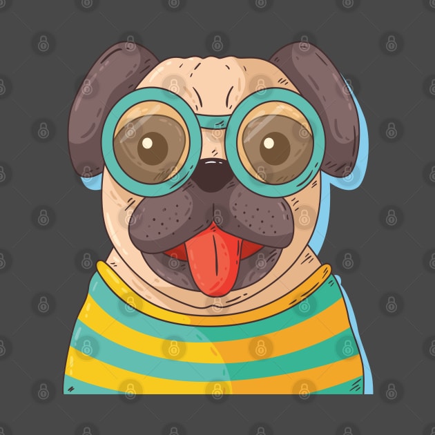 Pug With Glasses by Mako Design 