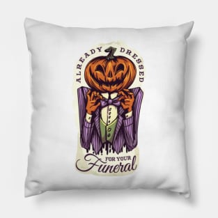 Halloween scary evil pumpkin funny pumpkin Already dressed Pillow