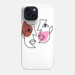 Abstract faces people drawn by one line communicate. Phone Case