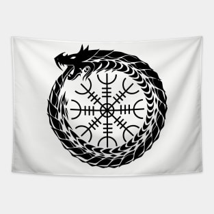 Ouroboros with the Helm of Awe (black symbol) Tapestry