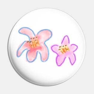 Pink blue watercolor lily flower art Pin