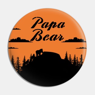 Papa Bear Two Cubs Walking in Mountains sunset Pin