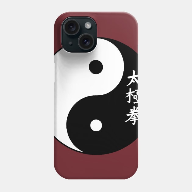 Yin and Yang with White Tai Chi Calligraphy Phone Case by taichi37