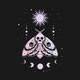 Aesthetic Pastel Goth Death Moth Lunar Crescent Witchy Tarot T-Shirt