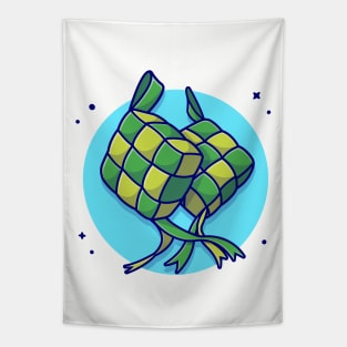 Ketupat Food Cartoon Vector Icon Illustration (2) Tapestry