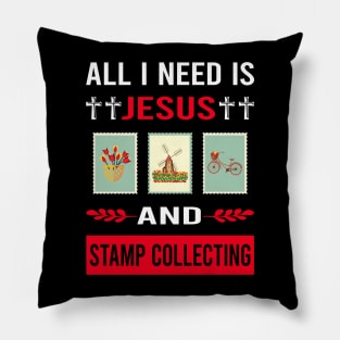 I Need Jesus And Stamp Collecting Stamps Philately Philatelist Pillow