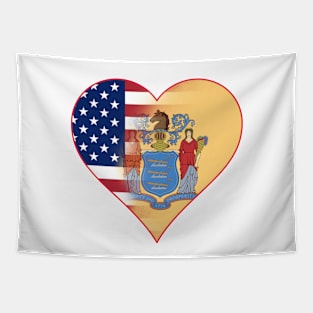 New Jersey and American Flag Fusion Design Tapestry
