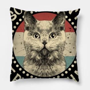 Sorry I Can't I Have Plans With My Cat Retro Vintage Pillow