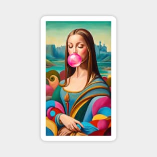 Mona Lisa Blowing Bubblegum Magnet