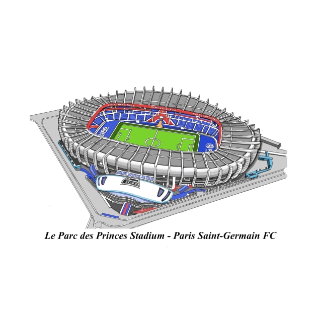 Drawing of Le Parc des Princes Stadium @ Paris Saint-Germain FC by Roza@Artpage