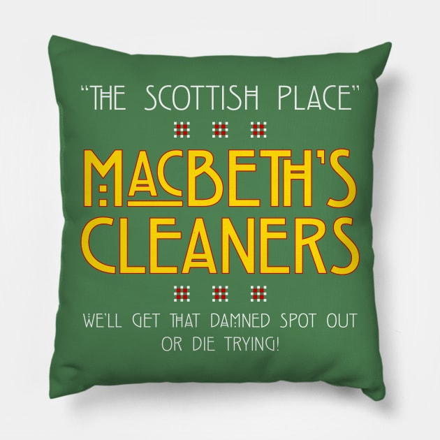 MacBeth's Cleaners Pillow by Ekliptik