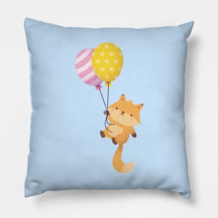 Cute Little Fox With Balloons Pillow