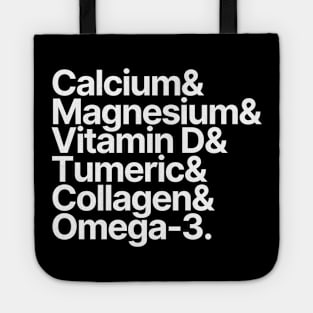 Health Supplements | Calcium Magnesium Vitamin D Tumeric Collagen Omega-3 Tote