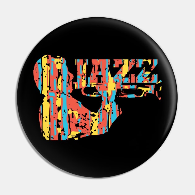 Colorful Modern Jazz Trumpet Musician Pin by jazzworldquest