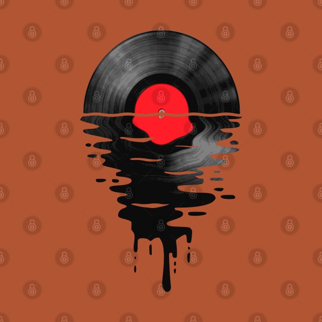 Vinyl LP Music Record Sunset Red by Nerd_art