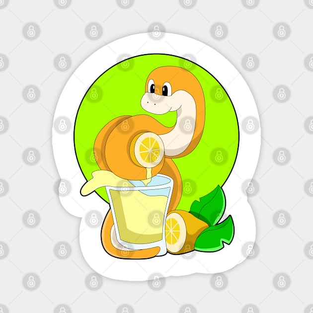 Snake with Glass of Lemon juice Magnet by Markus Schnabel