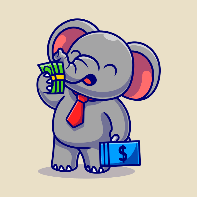 Cute Elephant Employee With Salary Cartoon by Catalyst Labs