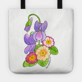 February Birth Flower - Violet and Primrose Tote