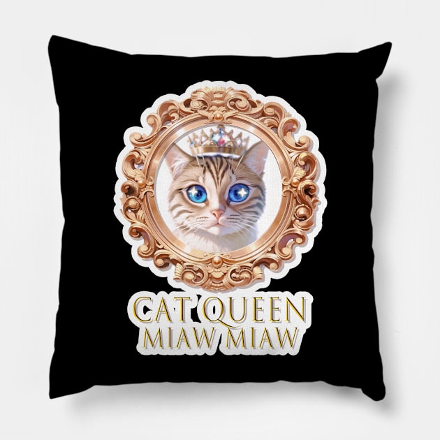 Cat Queen Pillow by LycheeDesign