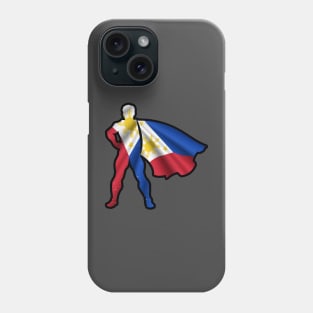 Grunge Filipino Hero Wearing Cape of Philippines Flag Representing Hope and Peace Phone Case
