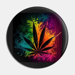 Cosmic Pot Leaf Splatter Paint Pin