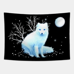 Winter Fox in Winter solstice with the Winter moon Tapestry
