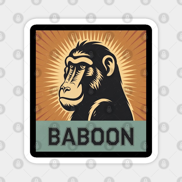 Baboon Illustration, Perfect for Animal Lovers Magnet by Pixel Threads 