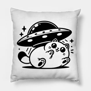 Cute cat caught by ufo Pillow