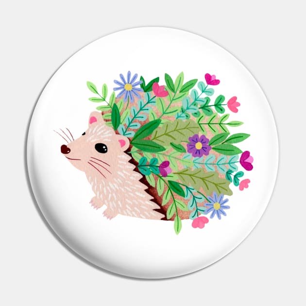 Floral hedgehog gouache painting Pin by NashTheArtist