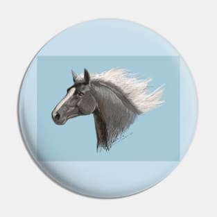 Silver Black Horse Pin