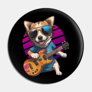 Dog Play Guitar Pin