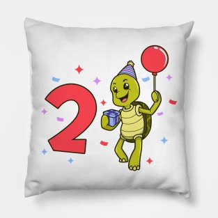 I am 2 with turtle - kids birthday 2 years old Pillow