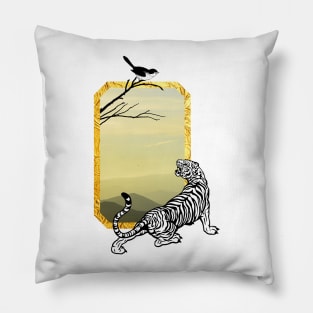 The tiger and the bird. Pillow