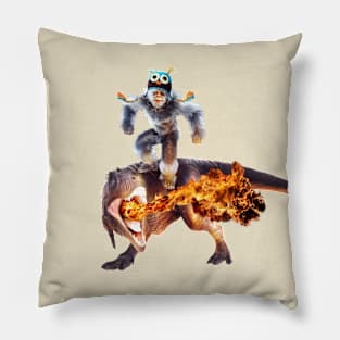 Fashionable Yeti Riding Dinosaur Pillow