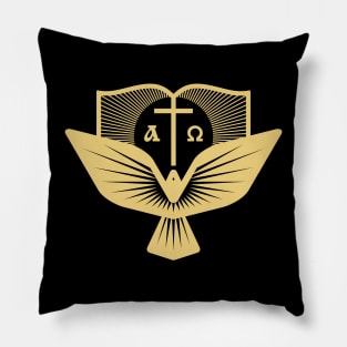 The cross of Jesus and the dove - a symbol of the Holy Spirit Pillow