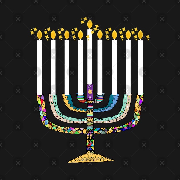 HANUKKAH MENORAH NINE CANDLES by KutieKoot T's