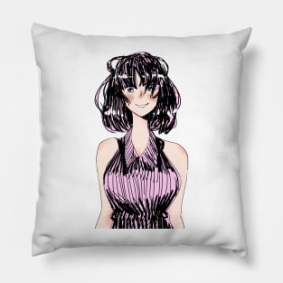 Happy Pink Haired Girl Pillow