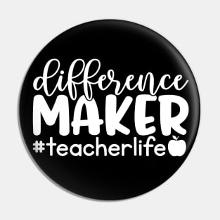 Difference maker - inspiring teacher quote (white) Pin