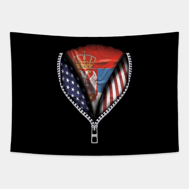 Serbian Flag  Serbia Flag American Flag Zip Down - Gift for Serbian From Serbia Tapestry by Country Flags