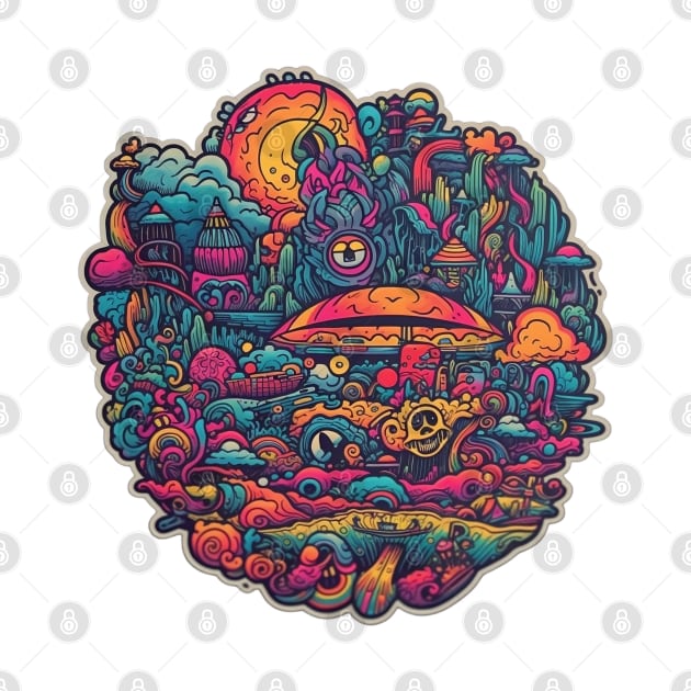 Strange World Trippy Sticker Art by Young Inexperienced 