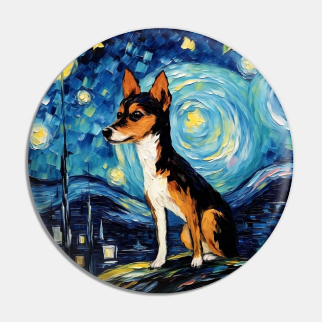 Toy Fox Terrier Starry Night Pin by NatashaCuteShop