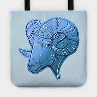 Blue Aries ram design Tote